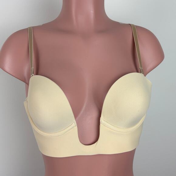 SKIMS Deep Plunge Shapewear Bra Medium adjustable straps Cream - Picture 1 of 6